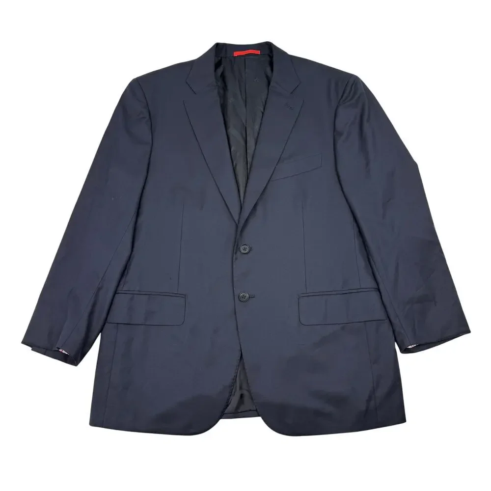 Isaia Napoli Wool Blazer Aquaspider Navy Sport Coat 54 Made in Italy Luxury
